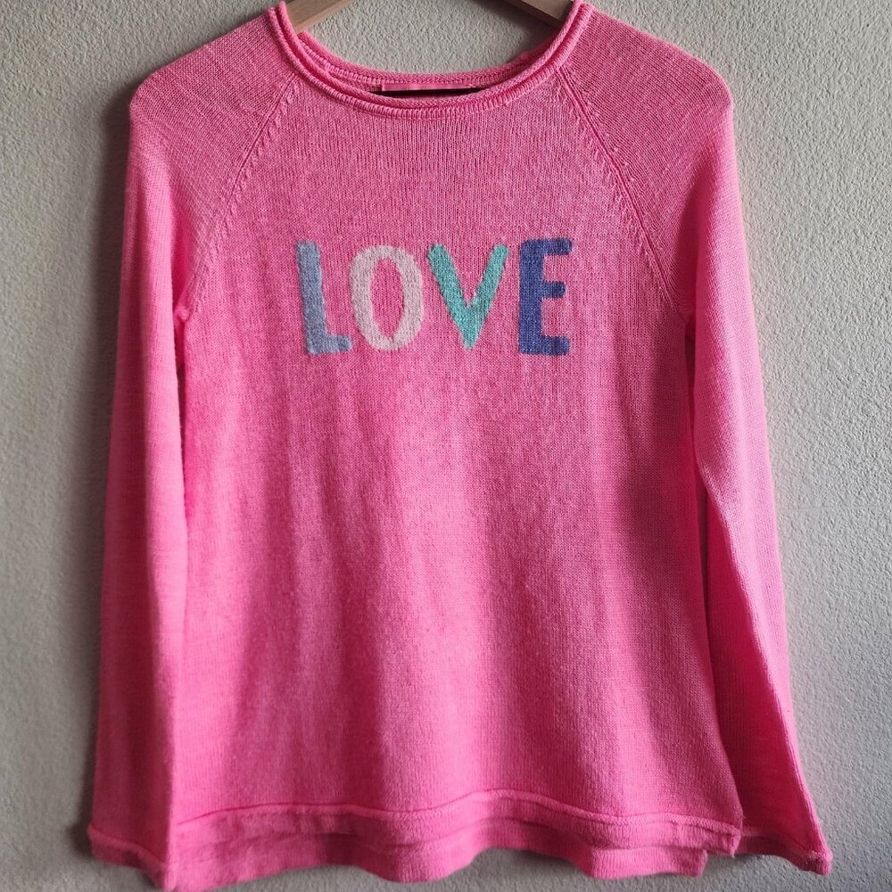 Lilly Pulitzer Sweater Womens XS Pink LOVE Pullover Crewneck Acrylic Knit Cute